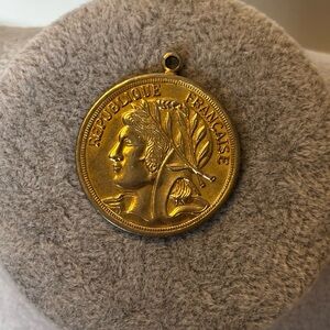 Gold-Tone Republic Française Coin Pendant